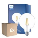Multipack 6x Philips MASTER Value LED Globe E27 120mm Fadenlampe Klar 5.9W 806lm - 927 Extra Warmweiß | Höchste Farbwiedergabe - Ersatz für 60W