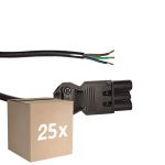 Multipack 25x Noxion GST - Kompatibel Versorgungskabel Schwarz - Männlich + Offene Enden - 0,3m - 3 pole 0,75mm2
